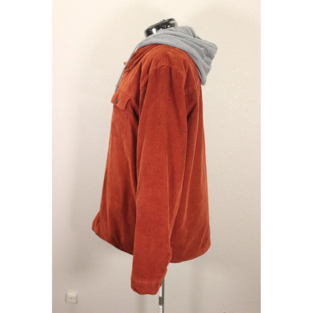 Levi's Corduroy Shirt Jacket Men's XL Faux Shearling Lined‎ Hooded Outerwear - Picture 2 of 16